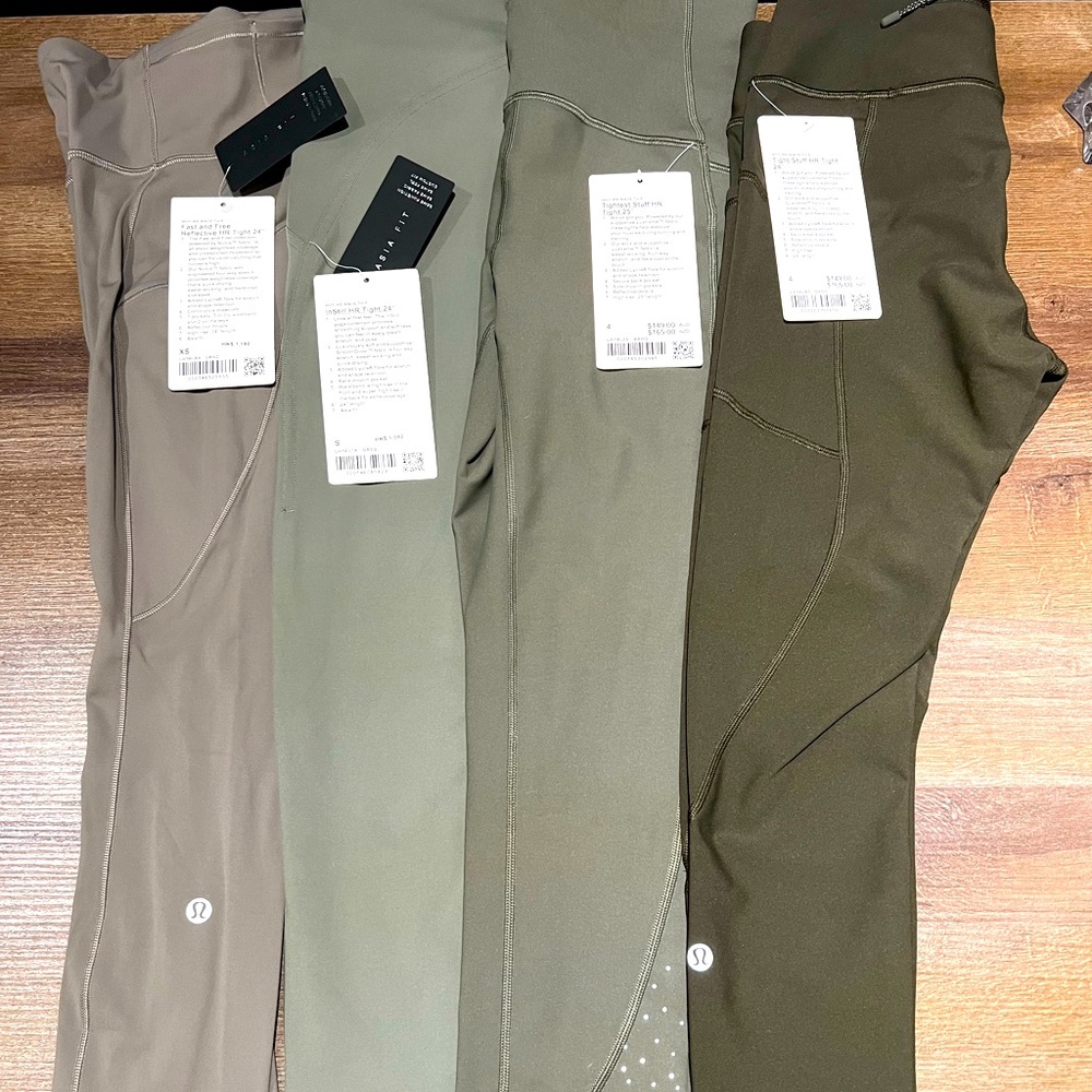 Lululemon Fast & Free, InStill, Tightest Stuff HR Tights - Green / Olive / Grey